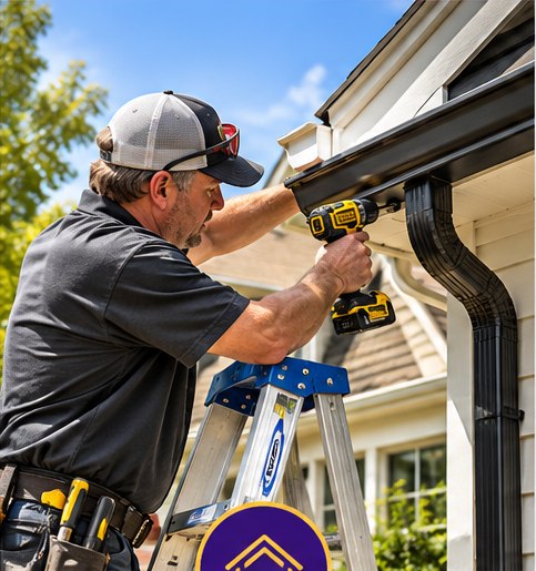Professional carrying out building maintenance